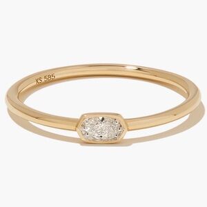 Kendra Scott Oval Solitaire Band Ring in White Diamond - Size 9